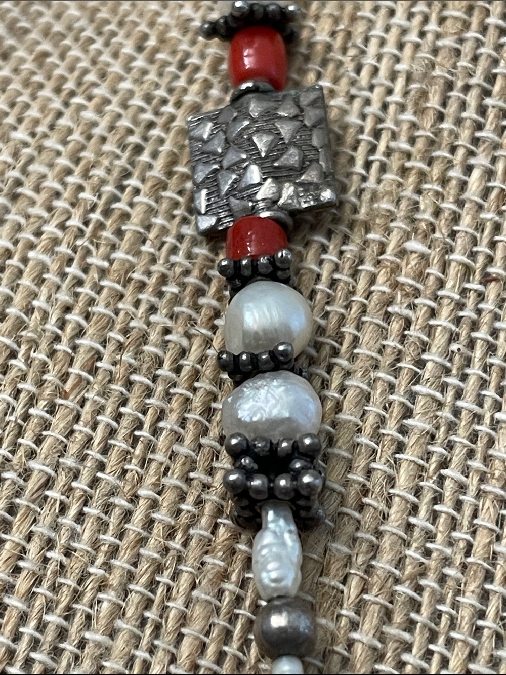 Handcrafted Turquoise & Coral Bead Pendant Necklace - Women Jewelry - Picture 5 of 8